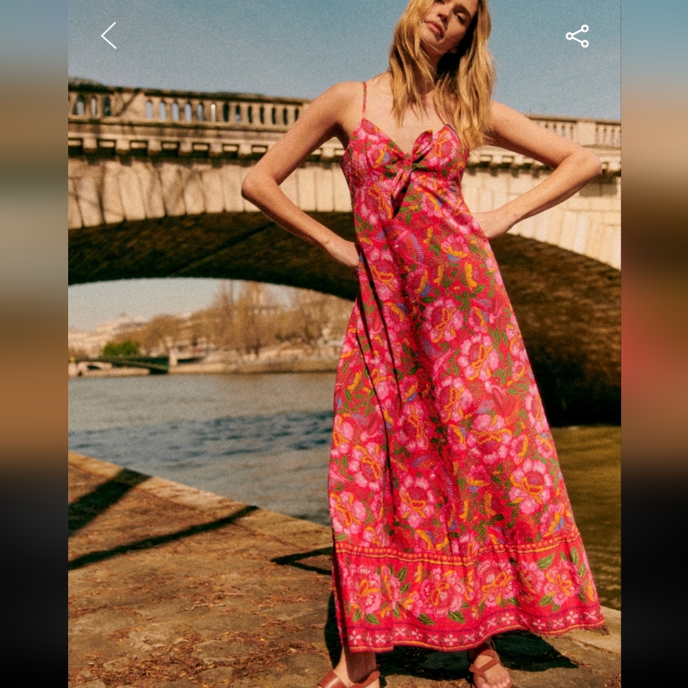 NWT Sezane Pink Floral Maxi Dress SIZE 6
